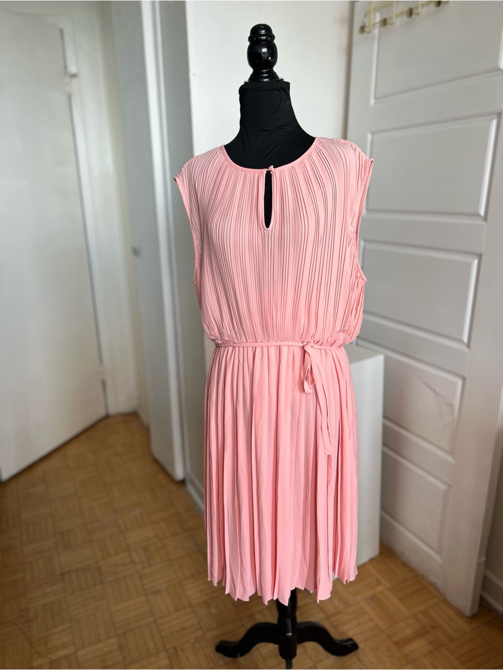 Addition Elle Montreal 1980 NWT Pleated Blush Pink Midi Dress Size 14